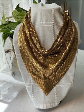 Ray Fastner Vintage Gold Sequin Bandana Scarf - Women Accessories